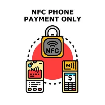 Mobile phone making secure contactless nfc payment Stock Illustration