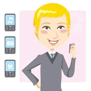 Mobile Phone Man Ilustración de archivo