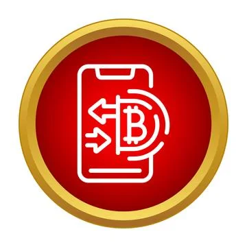 Mobile phone managing cryptocurrency bitcoin transactions Ilustração Stock