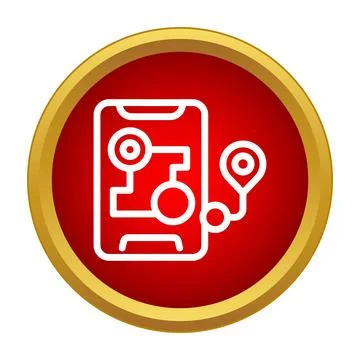 Mobile phone mapping route navigation app icon Ilustração Stock