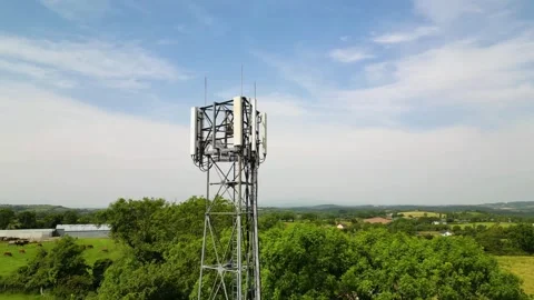 Mobile Phone Mast, slightly below top, rotating anticlockwise Stock Footage 243432191