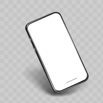 Mobile phone mock up side view on transparent background. Stock Illustration