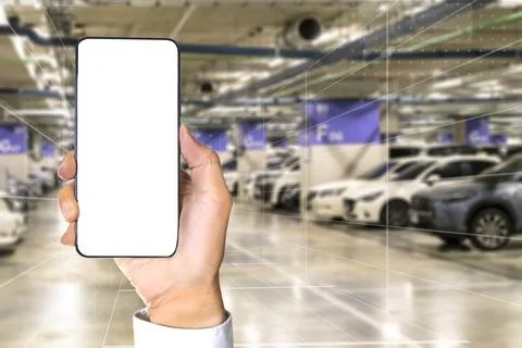 Mobile phone mocking up a white screen for inserting images or text on the .. Stock Photos