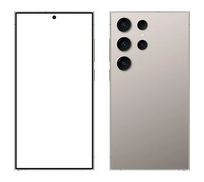 Mobile phone mockup with blank screen mockup vector. Smartphone front back view Stock Illustration