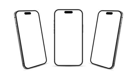 Mobile phone mockup set in front and side style for advertisement vector Stock Illustration