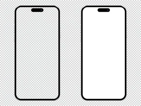 Mobile phone mockup template with blank white screen and transparent 库存插图