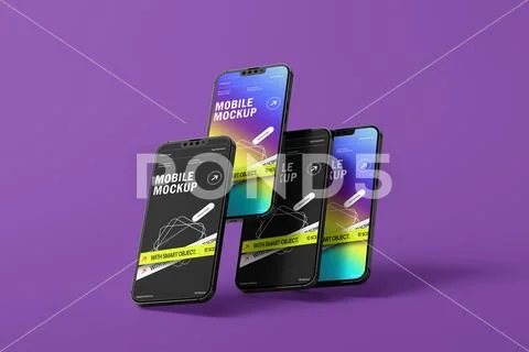 Mobile Phone Mockup Template Scene PSD Template