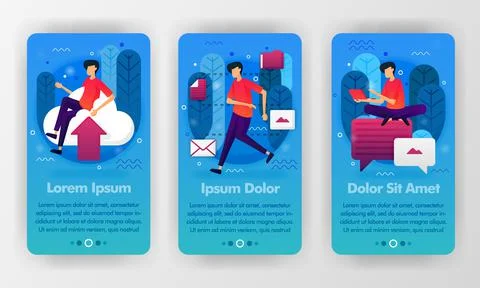 Mobile phone mockup template for started apps for cloud , storage and chat wi Illustrazione stock
