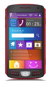 Mobile phone with modern touch interface Stock Illustration