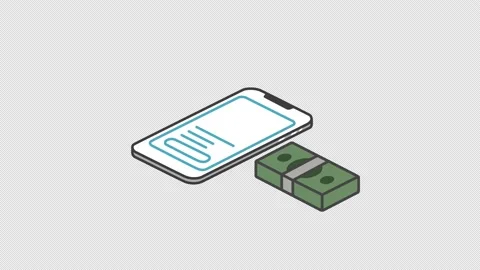 Mobile Phone Money Vector Motion Graphics Loop Stock Footage 167265884