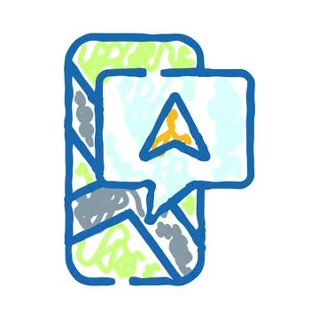 Mobile phone navigating with gps location arrow Stock Illustration