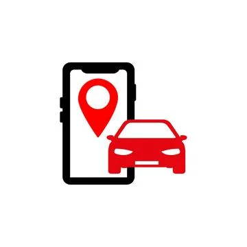 Mobile Phone Navigation Car Location Stock Illustration