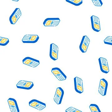 Mobile phone old gadget isometric icon seamless pattern Stock Illustration