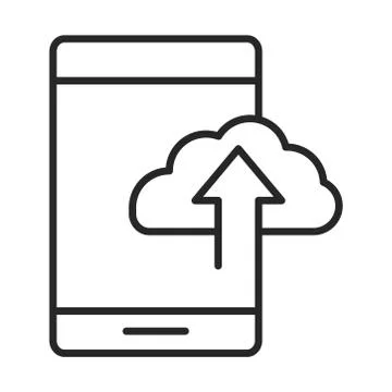 Mobile phone or smartphone cloud storage data upload arrow, electronic Stock Illustration