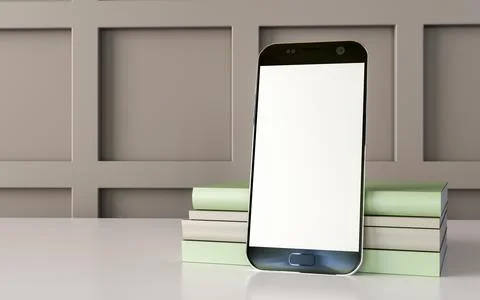 Mobile phone on pastel background with 3d graphics. Stock Illustration