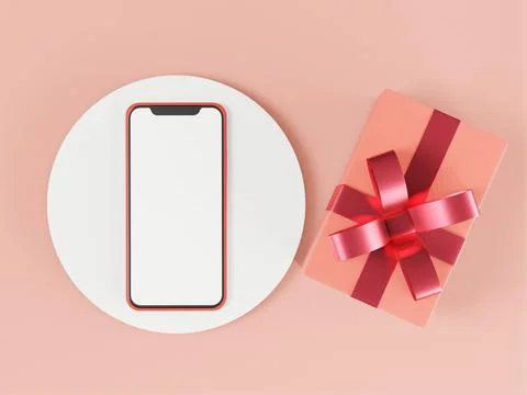 Mobile phone on pastel background with 3d graphics. Stock Illustration