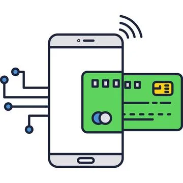 Mobile phone payment application icon flat vector Stock Illustration