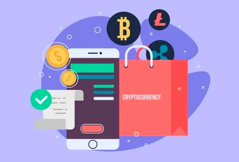 Mobile phone payment icon in flat style. The internet store, online shop, web Stock Illustration