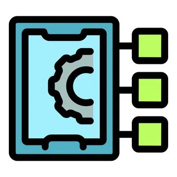 Mobile phone performing a setting function connecting to servers Illustrazione stock