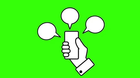 Mobile phone pops out empty chat balloon animated mobile phone pops out emp.. Stock Footage 303680341