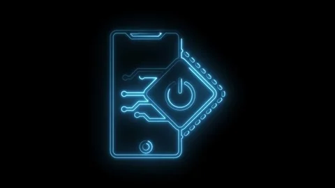 Mobile phone processor technology circuit glowing blue neon on black backgrou Stock Footage 315963848