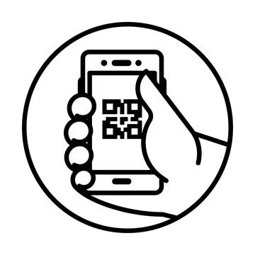 Mobile Phone with QR Code Icon Stock Illustration