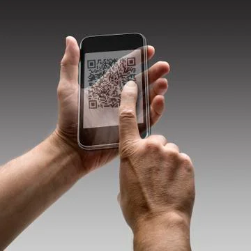 Mobile phone with qr code Stock Photos