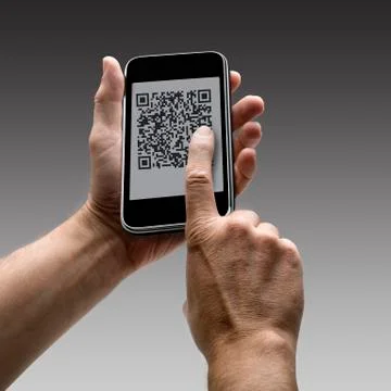 Mobile phone with qr code Stock Photos