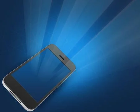 Mobile phone with rays of the screen Stock Illustration