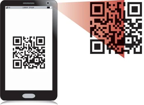 Mobile phone reading QR2 code イラスト素材