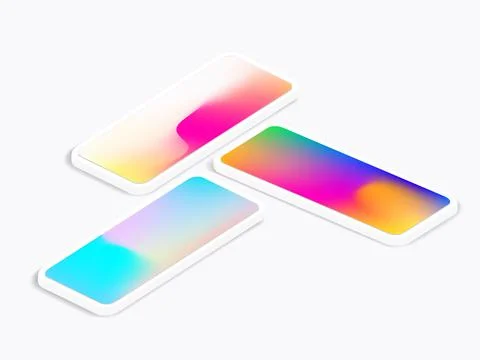 Mobile Phone Realistic in Perspective with Gradient Display Stock Illustration