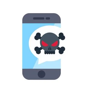 Mobile phone receiving malware virus alert notification 库存插图