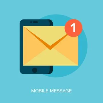 Mobile phone receiving a new message Stock Illustration