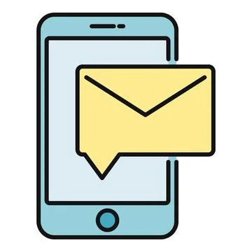 Mobile phone receiving new message notification email イラスト素材