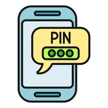 Mobile phone receiving pin code message for security Illustrazione stock