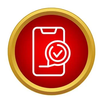 Mobile phone receiving successful confirmation notification checkmark icon Stock Illustration