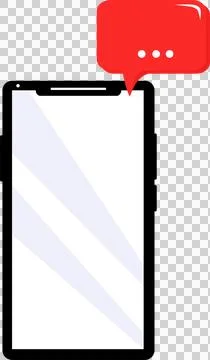 Mobile phone with red bubble chat Ilustración de archivo