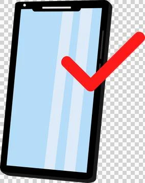 Mobile phone with red check mark (2) Illustration