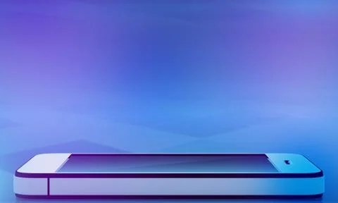 Mobile phone with reflection on abstract background Stock Illustration