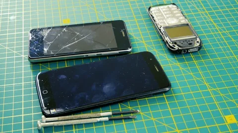 Mobile phone repair. Touchscreen replacement. Stock Footage 129079217