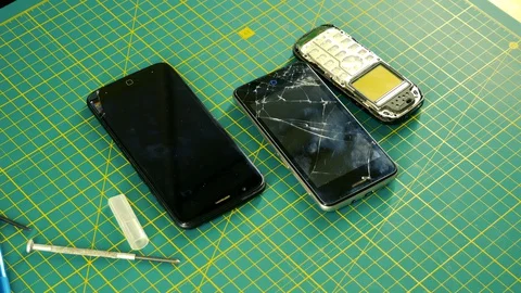 Mobile phone repair. Touchscreen replacement. Stock Footage 129079238