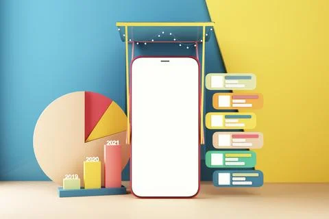 Mobile phone represent of front of shop store.Shopping Online on Mobile scree Stock Illustration