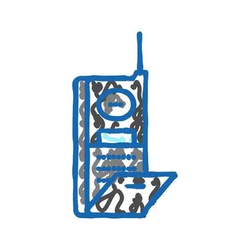 Mobile phone retro device icon doodle illustration Illustrazione stock