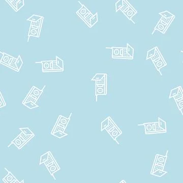 Mobile phone retro device line seamless pattern Stock Illustration
