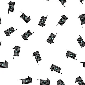 Mobile phone retro device vector seamless pattern Stock Illustration