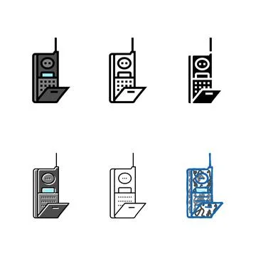 Mobile phone retro multistyle device color icon vector Stock Illustration