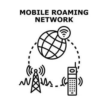 Mobile phone roaming network connecting global communication Stock Illustration