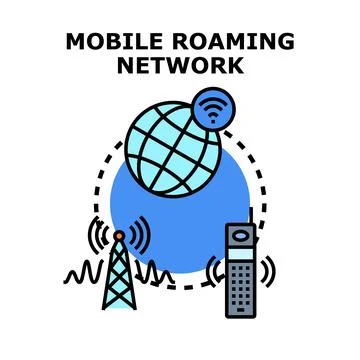 Mobile phone roaming network connecting global communication Stock Illustration