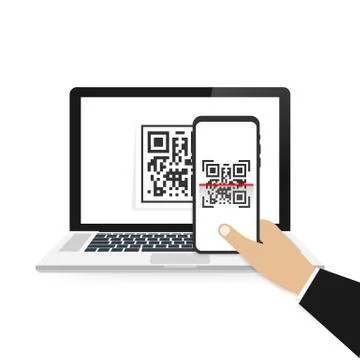 Mobile phone scan QR code. Vector illustration isolated on white background. Stock-Illustration