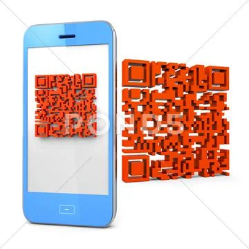 Mobile phone scanning qr-code Stock Illustration